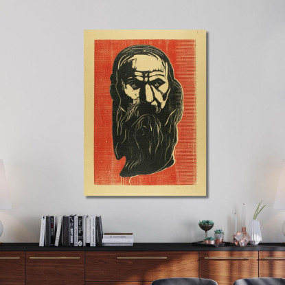 Testa Di Vecchio Con Barba Edvard Munch em138 quadro stampato su tela