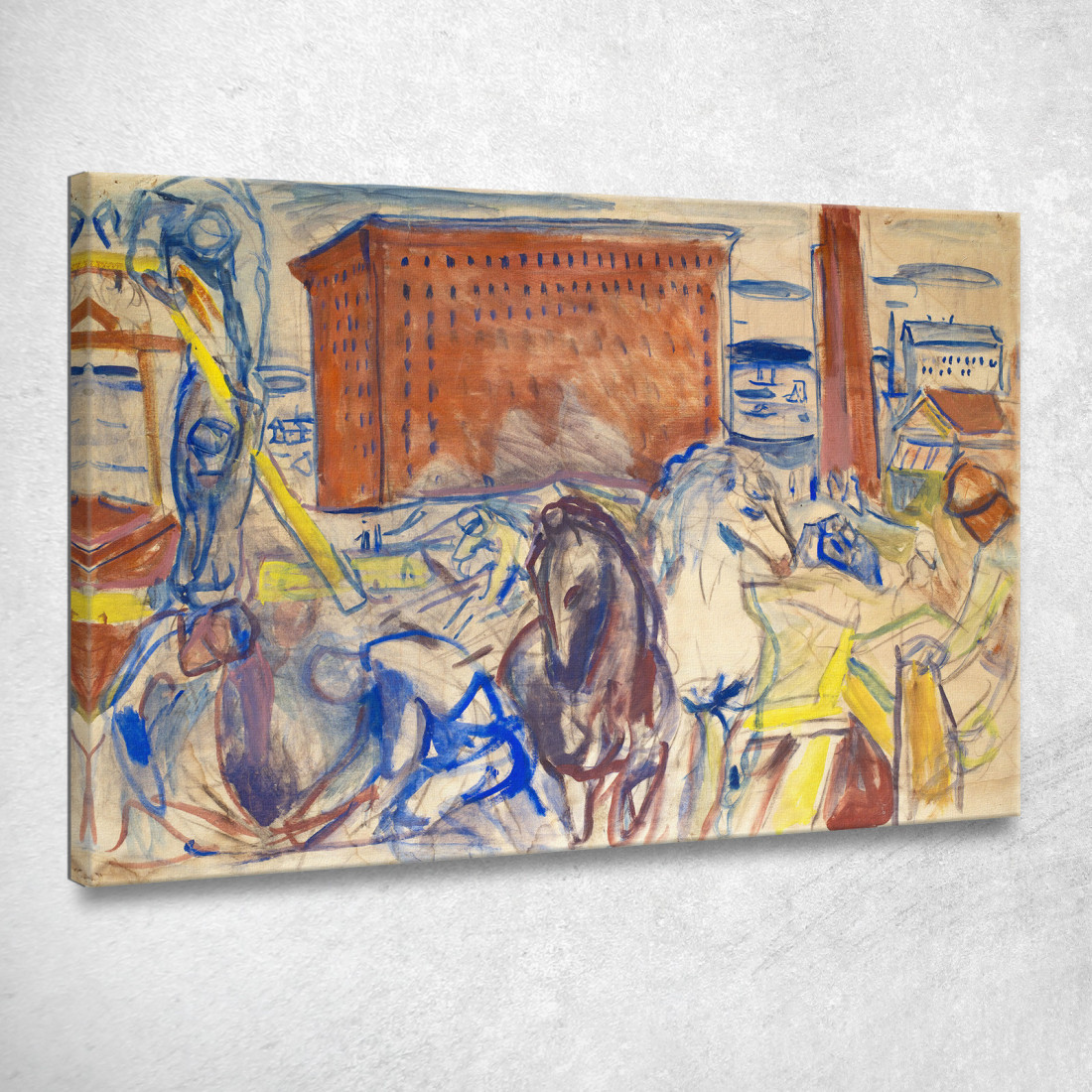 Squadra Di Cavalli In Un Cantiere Edvard Munch em145 quadro stampato su tela Squadra Di Cavalli In Un Cantiere Edvard Munch em145 quadro stampato su tela
