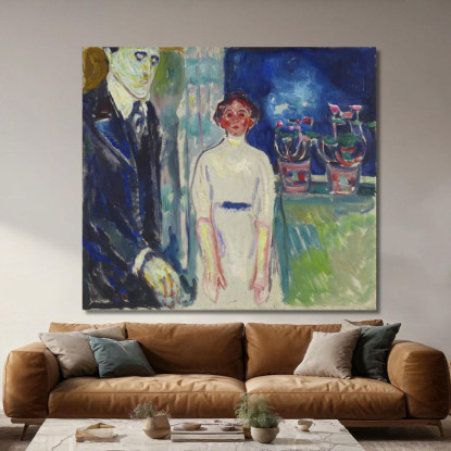 Uomo E Donna Alla Finestra Con Piante In Vaso Edvard Munch em184 quadro stampato su tela