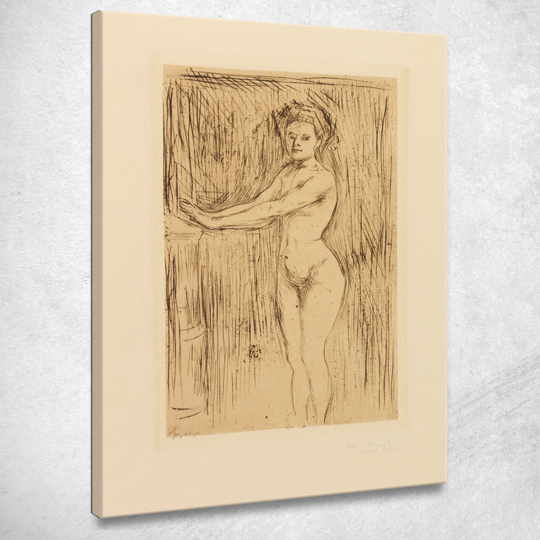 Modello Che Si Scalda Le Mani Edvard Munch em205 quadro stampato su tela Modello Che Si Scalda Le Mani Edvard Munch em205 quadro stampato su tela