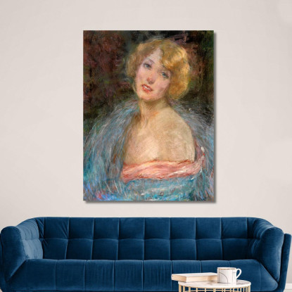 Ragazza Bionda Con Boa Alice Pike Barney apb15 quadro stampato su tela