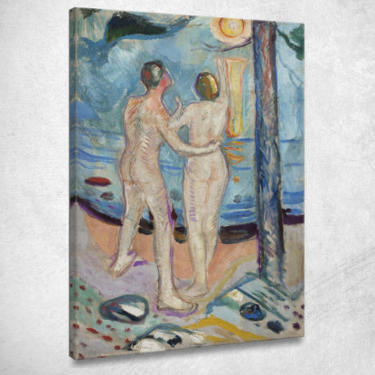 Coppia Nuda Sulla Spiaggia Edvard Munch em231 quadro stampato su tela