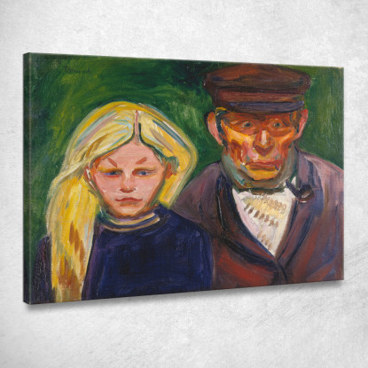 Il Vecchio Pescatore E Sua Figlia Edvard Munch em236 quadro stampato su tela