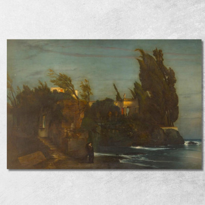 Fiesole Villa Al Mare Arnold Böcklin abk12 quadro stampato su tela