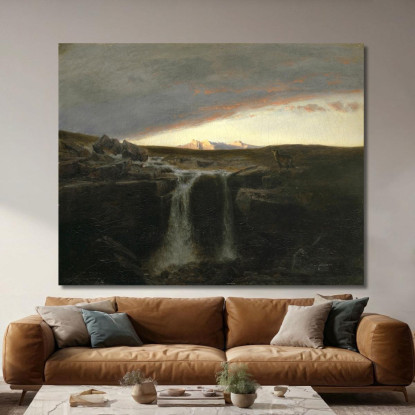 Paesaggio Montano Con Cascata Arnold Böcklin abk31 quadro stampato su tela