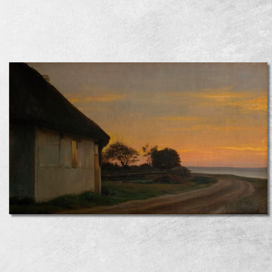 Paesaggio Serale Con Una Casa E Un Giardino In Riva Al Mare. Ellekilde Carl Bloch cbl18 quadro stampato su tela