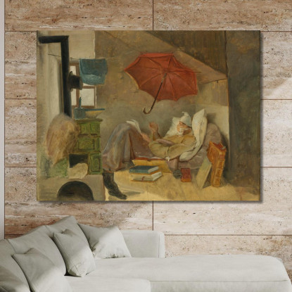 Der Arme Poet Il Povero Poeta Carl Spitzweg csp10 quadro stampato su tela
