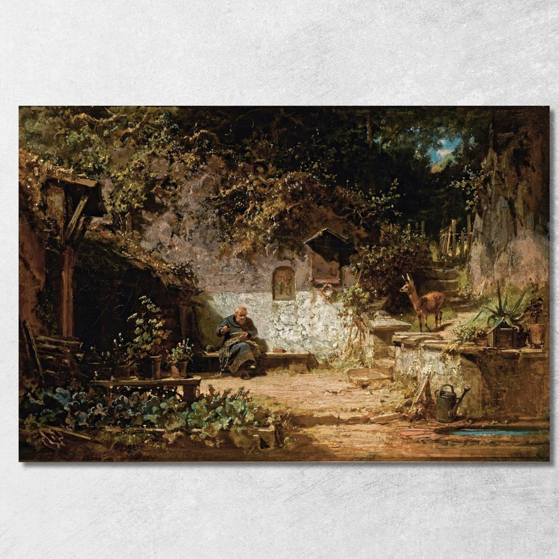 Eremita Che Ripara Le Sue Reti Carl Spitzweg csp30 quadro stampato su tela Eremita Che Ripara Le Sue Reti Carl Spitzweg csp30 quadro stampato su tela
