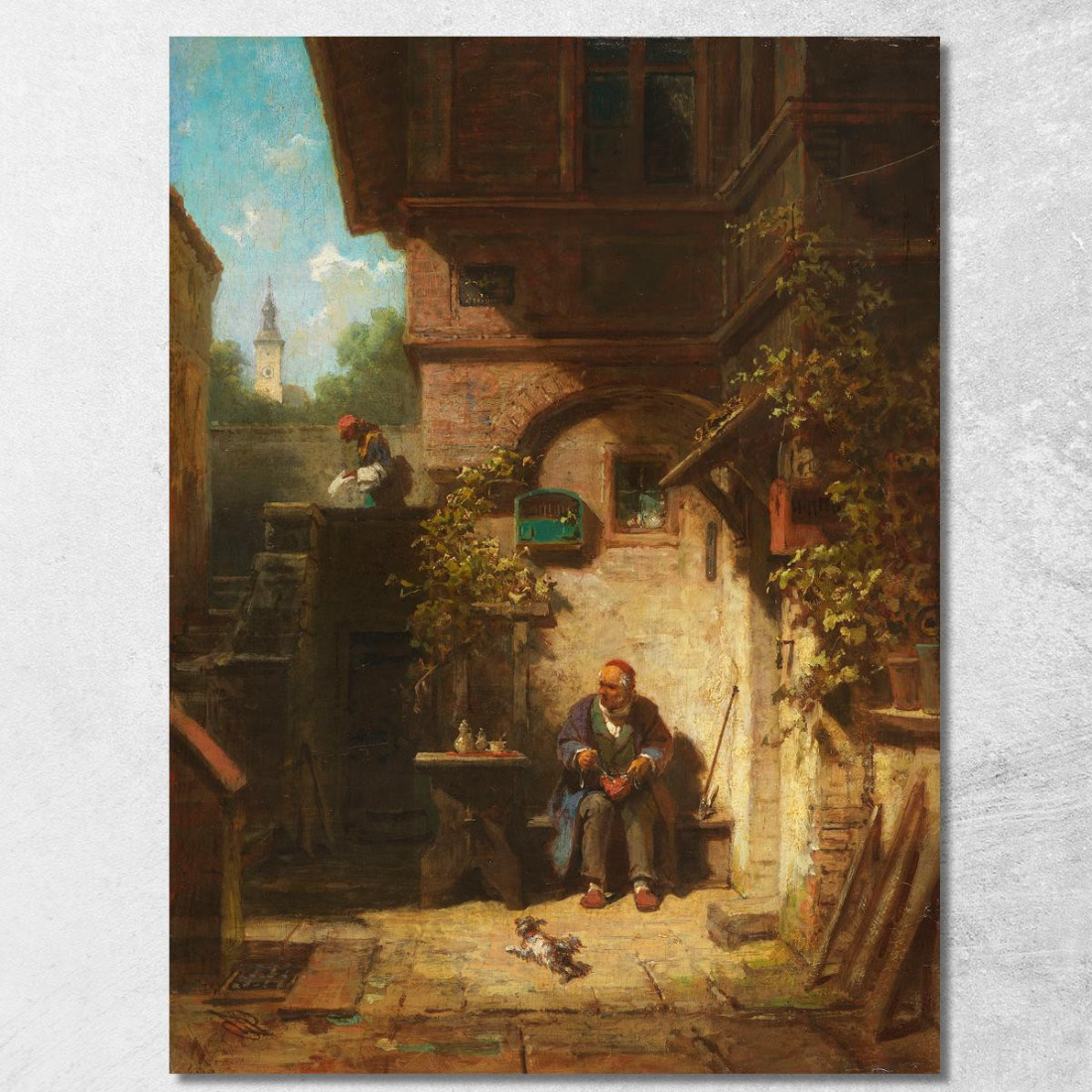 Aspettando Il Giornale Carl Spitzweg csp32 quadro stampato su tela Aspettando Il Giornale Carl Spitzweg csp32 quadro stampato su tela