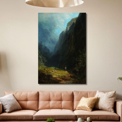 Nel Paesaggio Alpino Dell'Alta Valle Con Il Monte Wendelstein Carl Spitzweg csp33 quadro stampato su tela