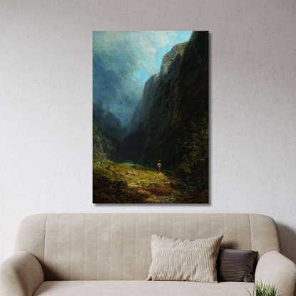 Nel Paesaggio Alpino Dell'Alta Valle Con Il Monte Wendelstein Carl Spitzweg csp33 quadro stampato su tela