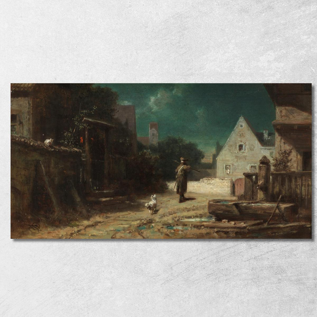 Guardiano Notturno Di Cane E Gatto Al Chiaro Di Luna Carl Spitzweg csp43 quadro stampato su tela Guardiano Notturno Di Cane E Gatto Al Chiaro Di Luna Carl Spitzweg csp43 quadro stampato su tela