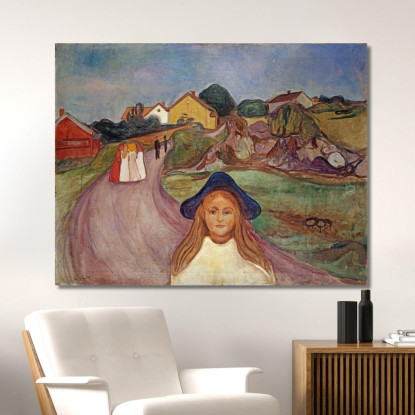 Strada Ad Aasgaardstrand Edvard Munch em263 quadro stampato su tela