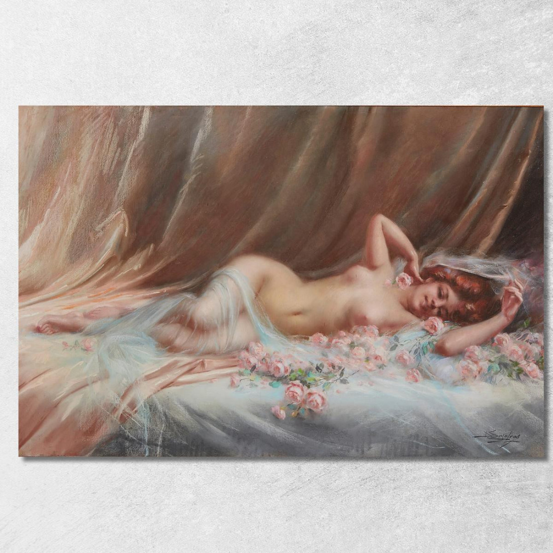 Nudo Con Rose Delphin Enjolras dej26 quadro stampato su tela Nudo Con Rose Delphin Enjolras dej26 quadro stampato su tela