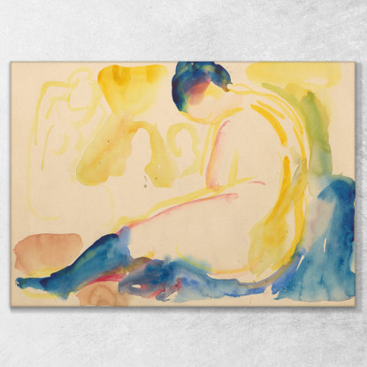 Nudo Femminile Seduto Con Calze Blu Edvard Munch em269 quadro stampato su tela