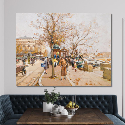 Place Du Châtelet A Parigi Eugène Galien-Laloue egl18 quadro stampato su tela
