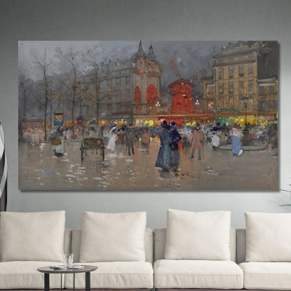 Il Moulin Rouge Parigi Eugène Galien-Laloue egl32 quadro stampato su tela