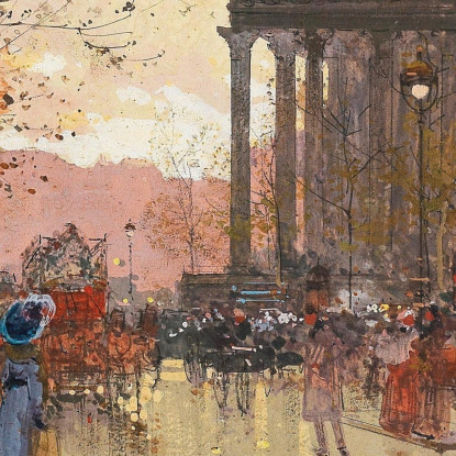 Parigi Il Boulevard De La Madeleine La Sera Eugène Galien-Laloue egl50 quadro stampato su tela