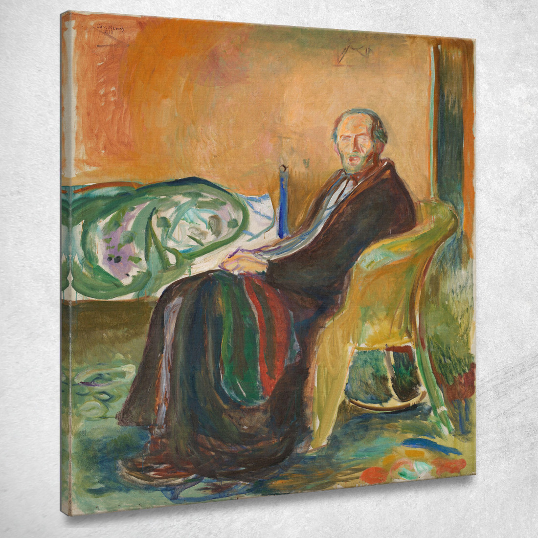 Autoritratto Con L'Influenza Spagnola Edvard Munch em277 quadro stampato su tela Autoritratto Con L'Influenza Spagnola Edvard Munch em277 quadro stampato su tela