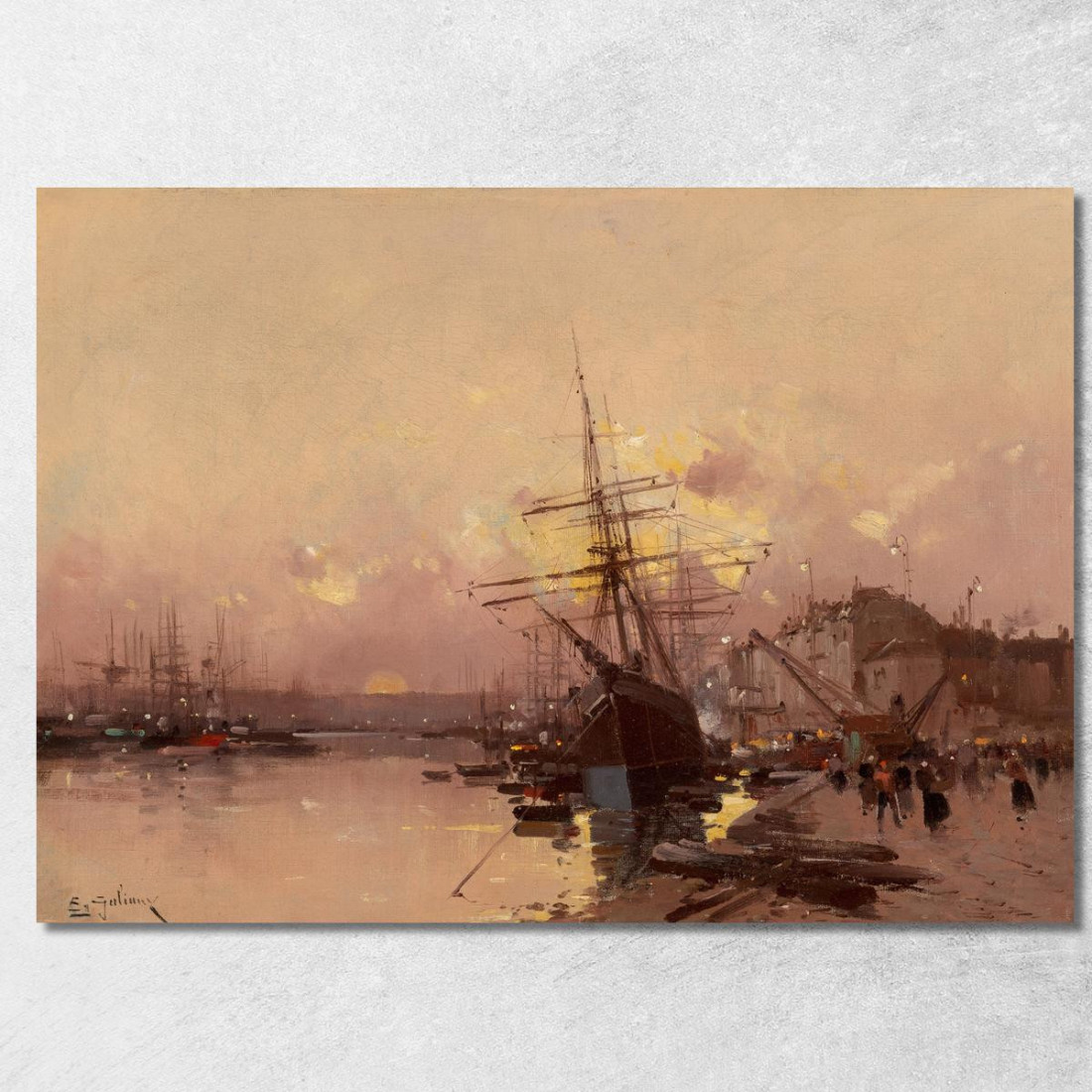 Port Breton Al Crepuscolo Eugène Galien-Laloue egl58 quadro stampato su tela Port Breton Al Crepuscolo Eugène Galien-Laloue egl58 quadro stampato su tela