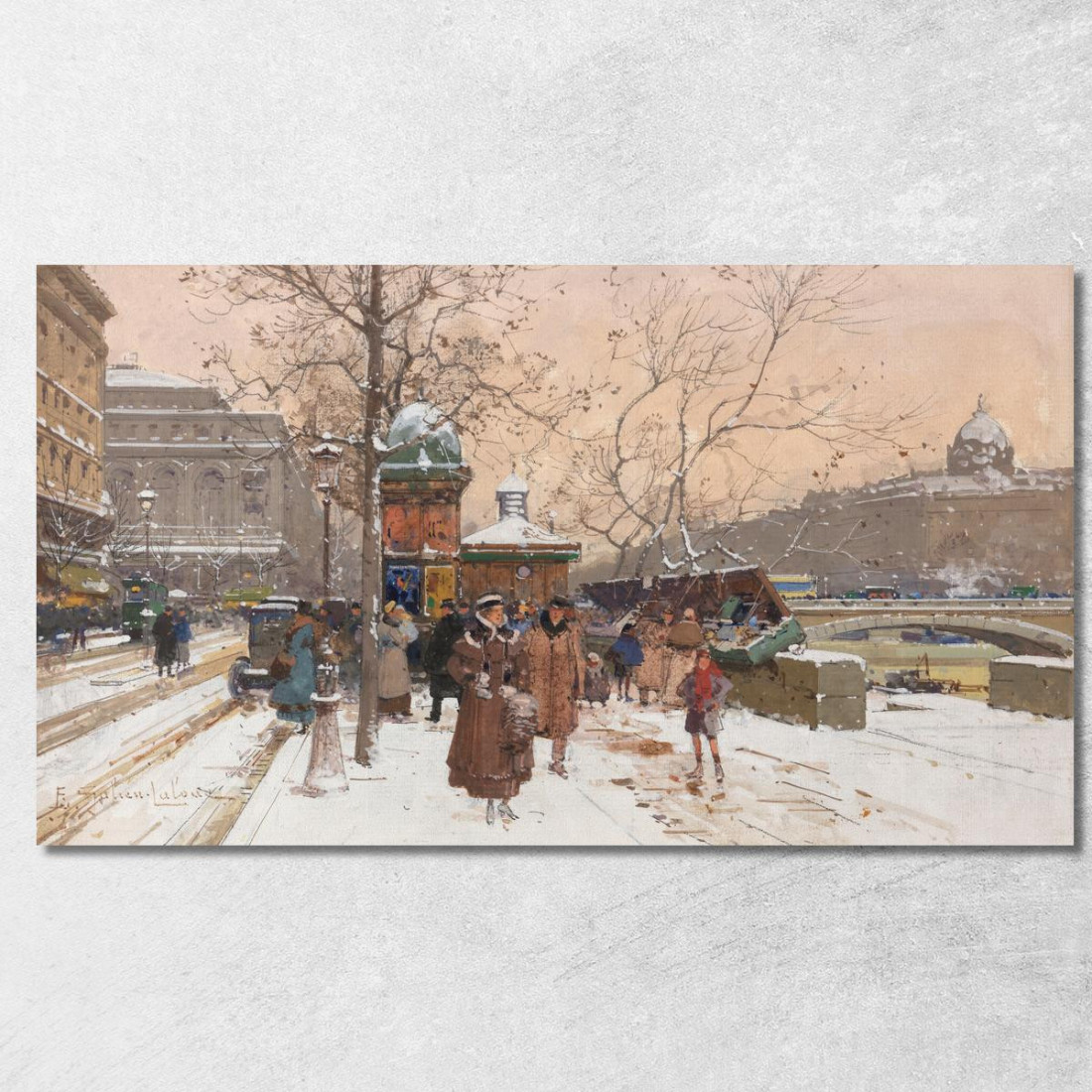 Quai De La Mégisserie Sotto La Neve Eugène Galien-Laloue egl63 quadro stampato su tela Quai De La Mégisserie Sotto La Neve Eugène Galien-Laloue egl63 quadro stampato su tela
