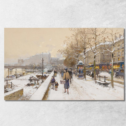 Quai Des Célestins Eugène Galien-Laloue egl64 quadro stampato su tela