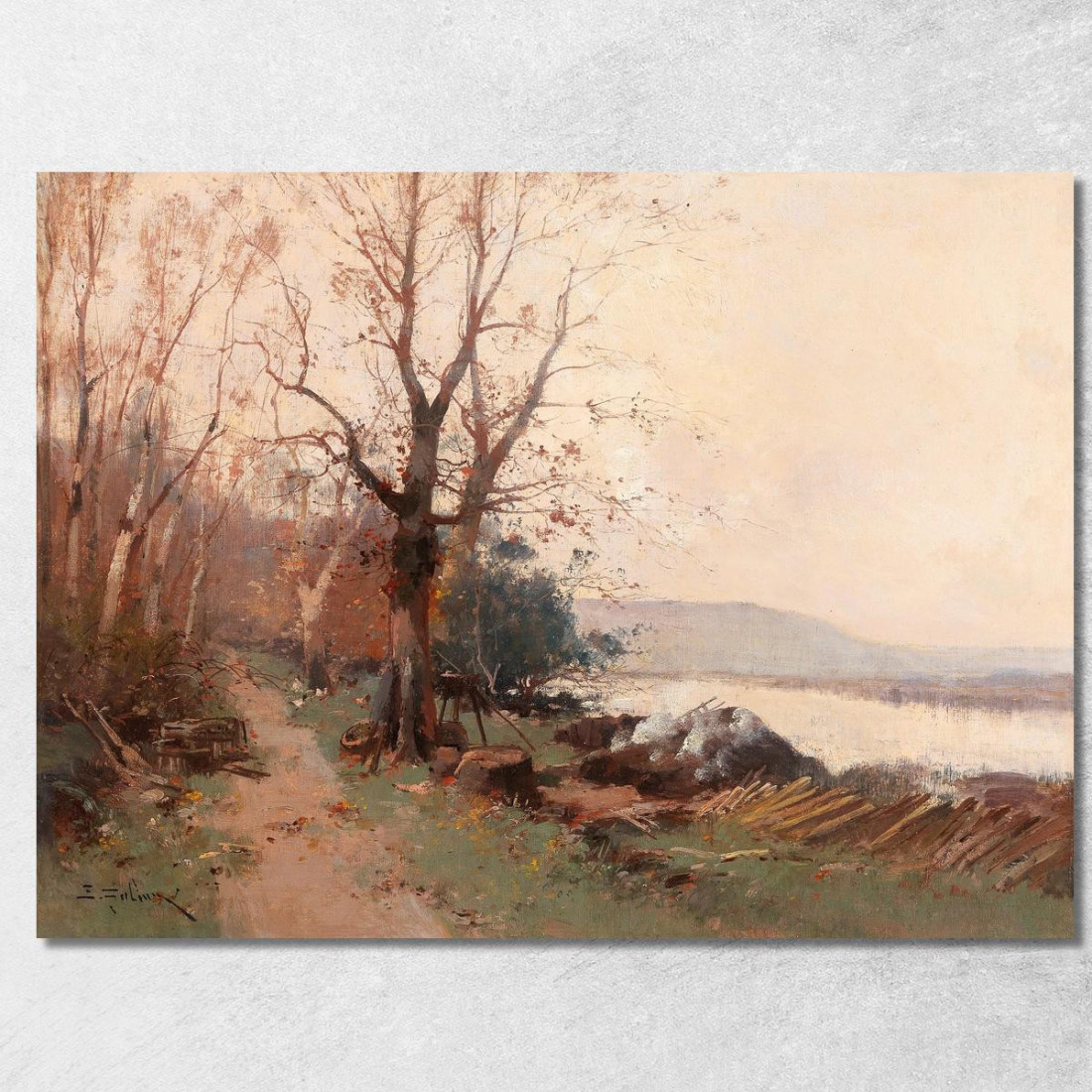 Paesaggio Fluviale Eugène Galien-Laloue egl67 quadro stampato su tela