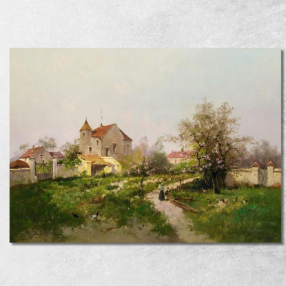 Scena Rurale Nella Periferia Di Barbizon Eugène Galien-Laloue egl68 quadro stampato su tela