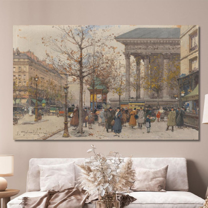 Veduta Animata Della Madeleine Eugène Galien-Laloue egl76 quadro stampato su tela