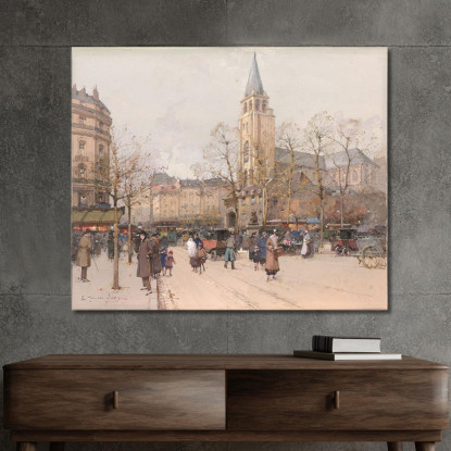 Vista Dei Boulevards A Saint-Germain-Des-Prés Eugène Galien-Laloue egl77 quadro stampato su tela