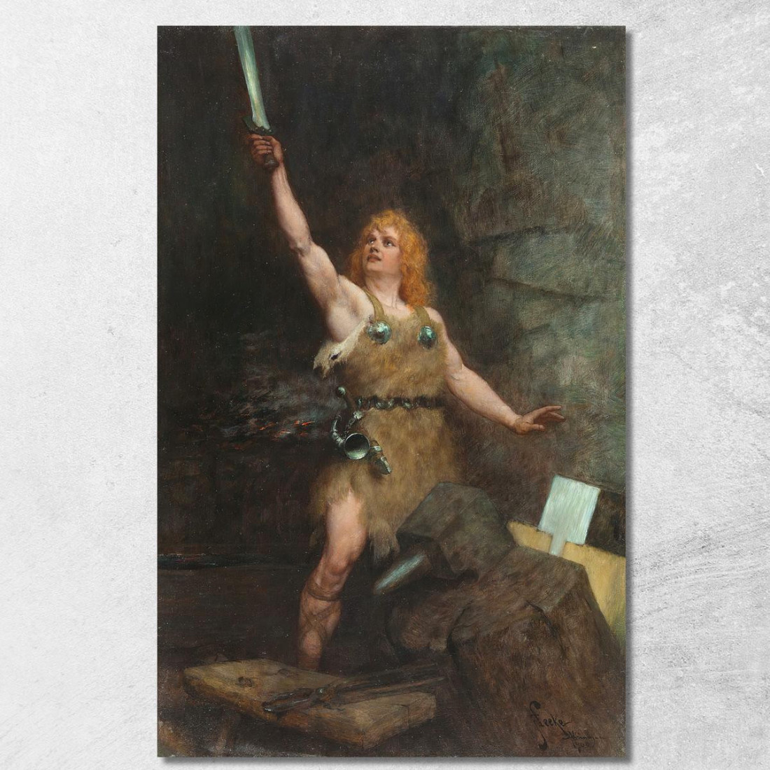 Sigfrido Nella Fucina Ferdinand Leeke flk10 quadro stampato su tela Sigfrido Nella Fucina Ferdinand Leeke flk10 quadro stampato su tela