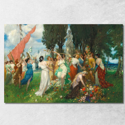 La Festa Primaverile Della Flora Davanti All'Acropoli Ferdinand Leeke flk14 quadro stampato su tela