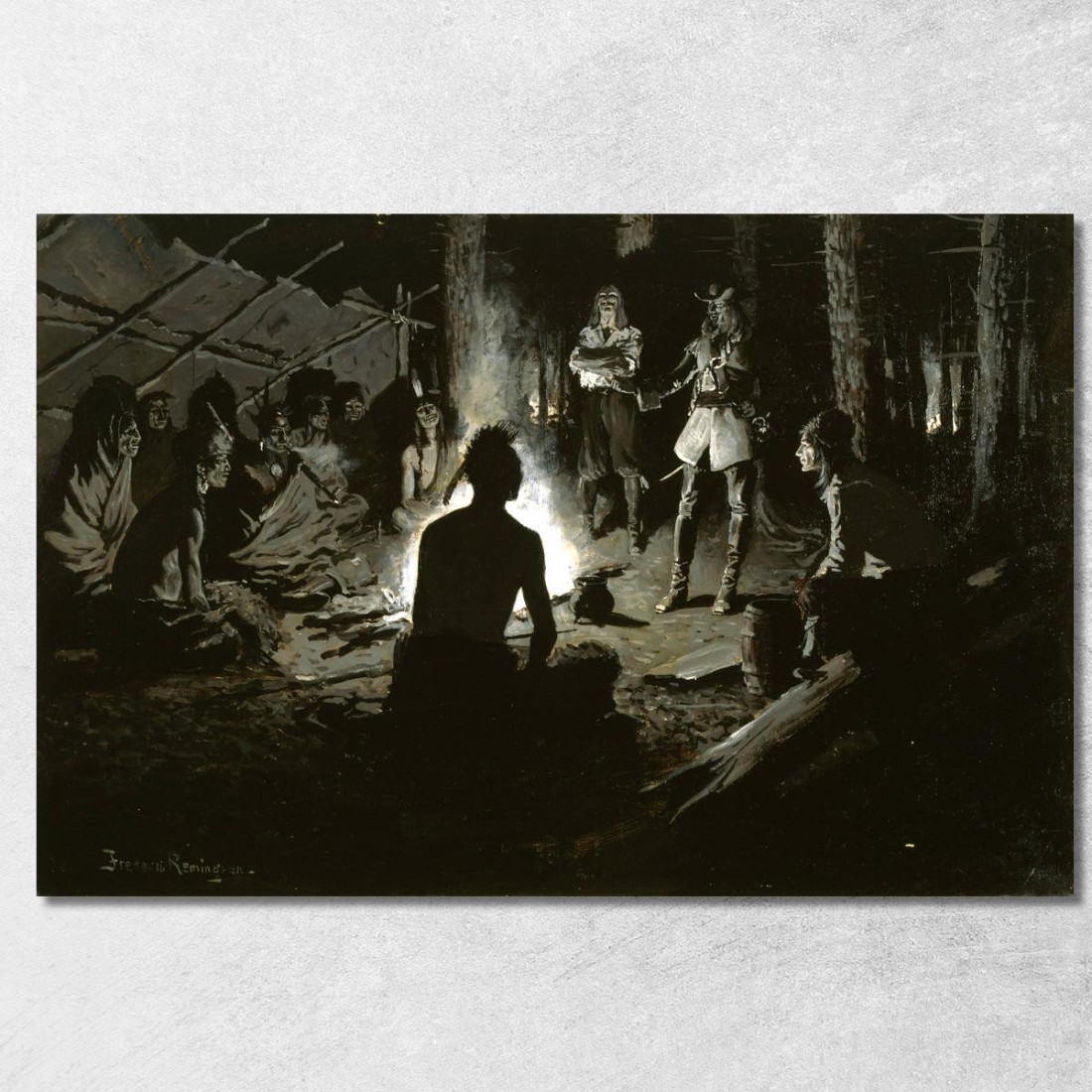 Consiglio Degli Esploratori Francesi Con Gli Indiani Frederic Remington frm16 quadro stampato su tela Consiglio Degli Esploratori Francesi Con Gli Indiani Frederic Remington frm16 quadro stampato su tela