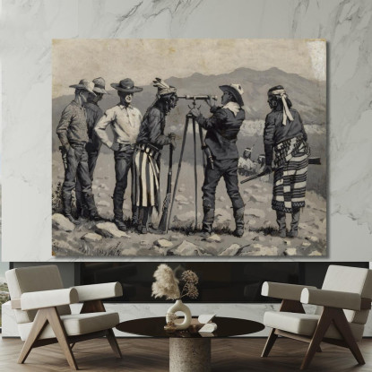 Guardando Attraverso Il Telescopio Frederic Remington frm23 quadro stampato su tela