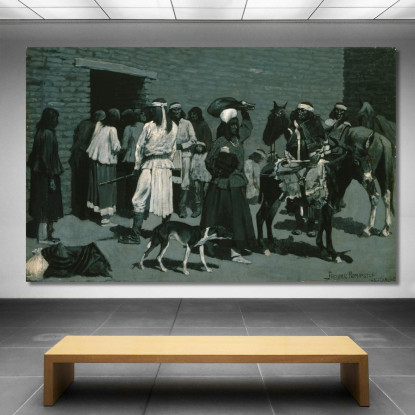 Villaggio Indiano Pueblo Frederic Remington frm30 quadro stampato su tela