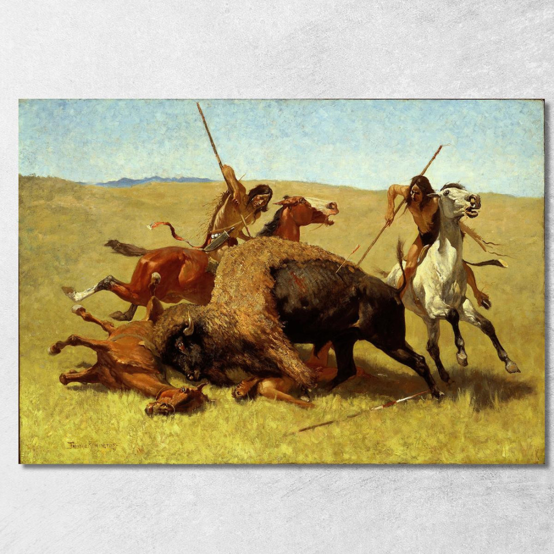 La Caccia Al Bufalo Frederic Remington frm38 quadro stampato su tela La Caccia Al Bufalo Frederic Remington frm38 quadro stampato su tela
