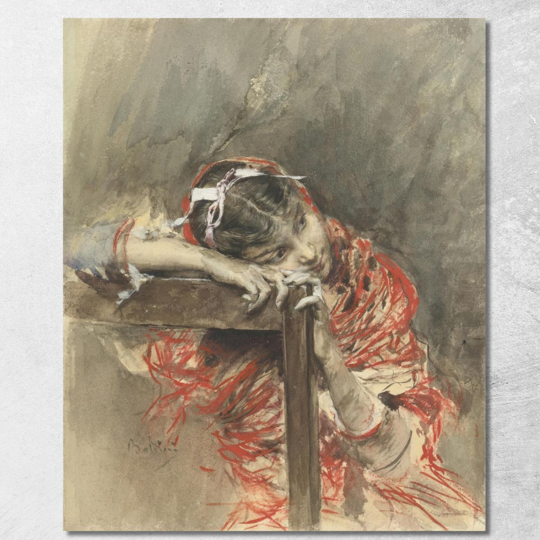 Una Ragazza Che Indossa Uno Scialle Rosso Giovanni Boldini gbd4 quadro stampato su tela Una Ragazza Che Indossa Uno Scialle Rosso Giovanni Boldini gbd4 quadro stampato su tela