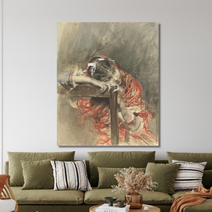Una Ragazza Che Indossa Uno Scialle Rosso Giovanni Boldini gbd4 quadro stampato su tela