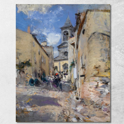 Chiesa Di Paese L'Uscita Dalla Messa Giovanni Boldini gbd13 quadro stampato su tela