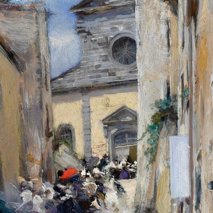 Chiesa Di Paese L'Uscita Dalla Messa Giovanni Boldini gbd13 quadro stampato su tela