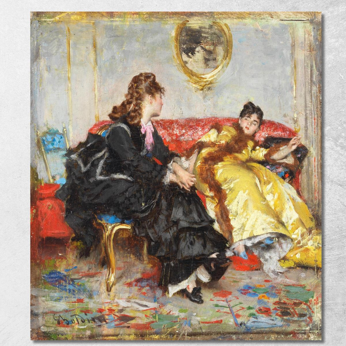 Due Signore Sedute In Un Interno Giovanni Boldini gbd19 quadro stampato su tela Due Signore Sedute In Un Interno Giovanni Boldini gbd19 quadro stampato su tela