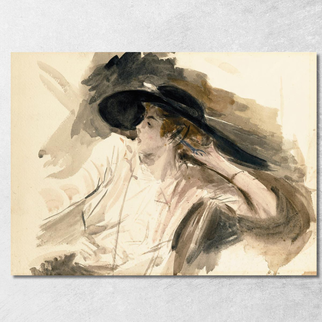 Giovane Donna Che Indossa Un Grande Cappello Giovanni Boldini gbd94 quadro stampato su tela Giovane Donna Che Indossa Un Grande Cappello Giovanni Boldini gbd94 quadro stampato su tela