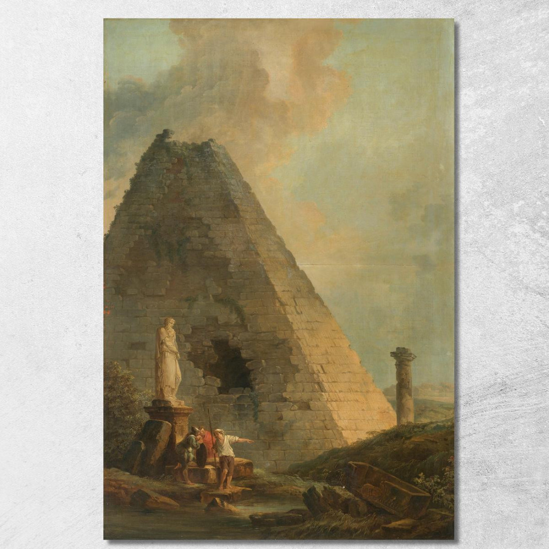 Capriccio Con La Piramide Cestia E Viaggiatori In Un Paesaggio All'Italiana Hubert Robert hrb4 quadro stampato su tela Capriccio Con La Piramide Cestia E Viaggiatori In Un Paesaggio All'Italiana Hubert Robert hrb4 quadro stampato su tela