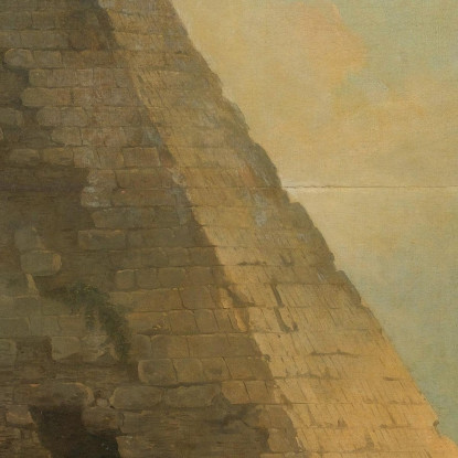 Capriccio Con La Piramide Cestia E Viaggiatori In Un Paesaggio All'Italiana Hubert Robert hrb4 quadro stampato su tela