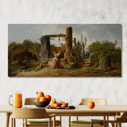 Una Contadina Al Pozzo Hubert Robert hrb11 quadro stampato su tela