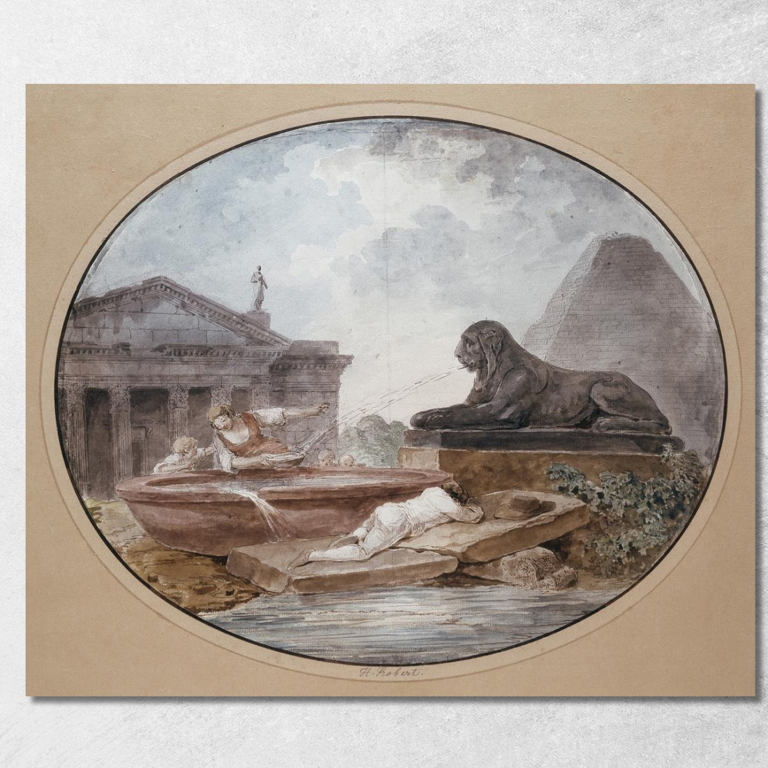 Capriccio Architettonico Hubert Robert hrb23 quadro stampato su tela Capriccio Architettonico Hubert Robert hrb23 quadro stampato su tela