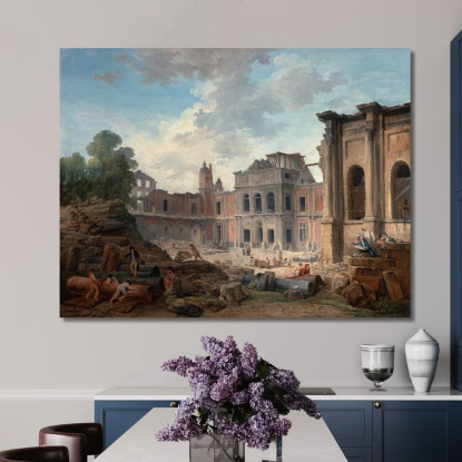 Demolizione Del Castello Di Meudon Hubert Robert hrb31 quadro stampato su tela