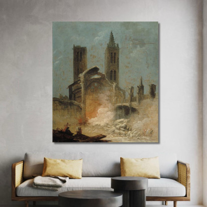 La Demolizione Della Chiesa Di Saint-Jean-En-Grève Hubert Robert hrb51 quadro stampato su tela