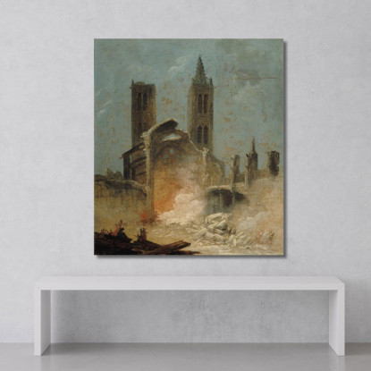 La Demolizione Della Chiesa Di Saint-Jean-En-Grève Hubert Robert hrb51 quadro stampato su tela