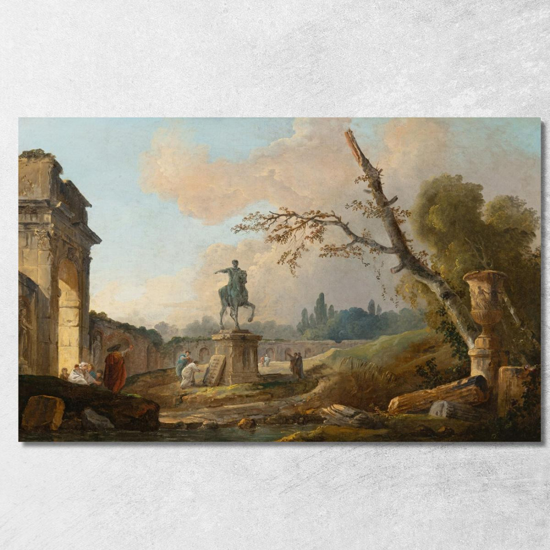 Paesaggio Con Rovine E Statua Di Marco Aurelio Hubert Robert hrb57 quadro stampato su tela Paesaggio Con Rovine E Statua Di Marco Aurelio Hubert Robert hrb57 quadro stampato su tela